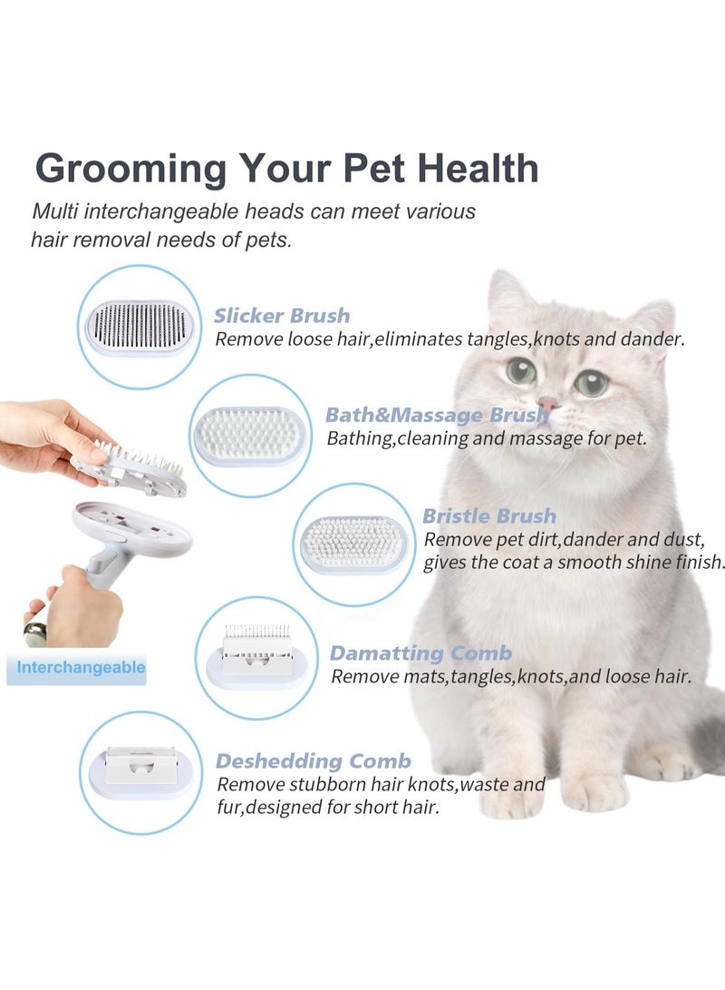 Meetion Cat & Dog Brush with Release Button, 5-in-1 Cat Grooming Kit, Self-Cleaning, Suitable for Cats, Dogs & Pets with All Hair Types, Blue - Image 3