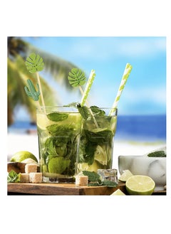 Excefore Fruit Toothpick, 100Pcs Handmade Bamboo Appetizer Wooden Decorative Sticks, Decorative Birthday Party Supplies, Fruit Food Drink Dessert Toothpick (Green Leaf)  - Image 4