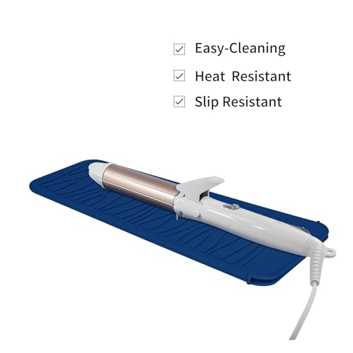 EIOKIT Silicone Heat Resistant Travel Mat Pouch for Hair Styling Tools (Navy Blue, 1 Pack) - Image 3