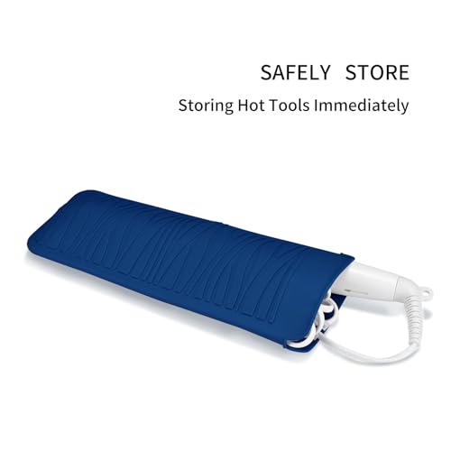 EIOKIT Silicone Heat Resistant Travel Mat Pouch for Hair Styling Tools (Navy Blue, 1 Pack) - Image 4