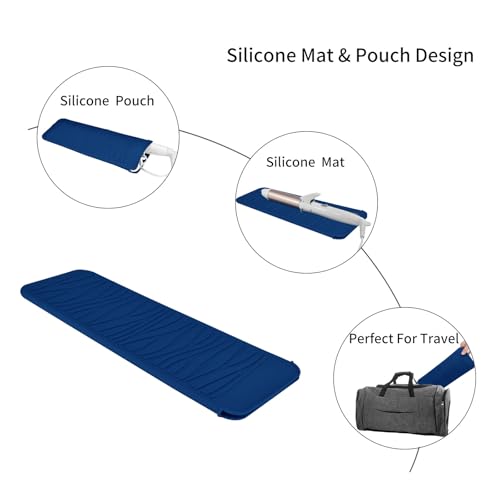 EIOKIT Silicone Heat Resistant Travel Mat Pouch for Hair Styling Tools (Navy Blue, 1 Pack) - Image 5