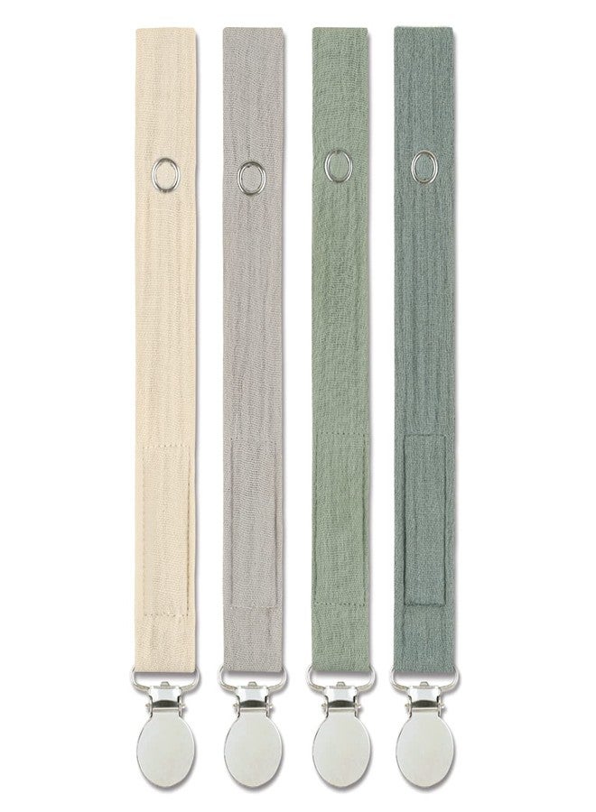 SUGEE Baby Pacifier Clip Leash Holder Unisex for 4 Pack Gift Set with Neutral Solid Colors ;Soft Linen Pacifier Clips ; Fabric Pacifier Strap with Clip Keeps Pacifiers & Teethers in Place - Image 1
