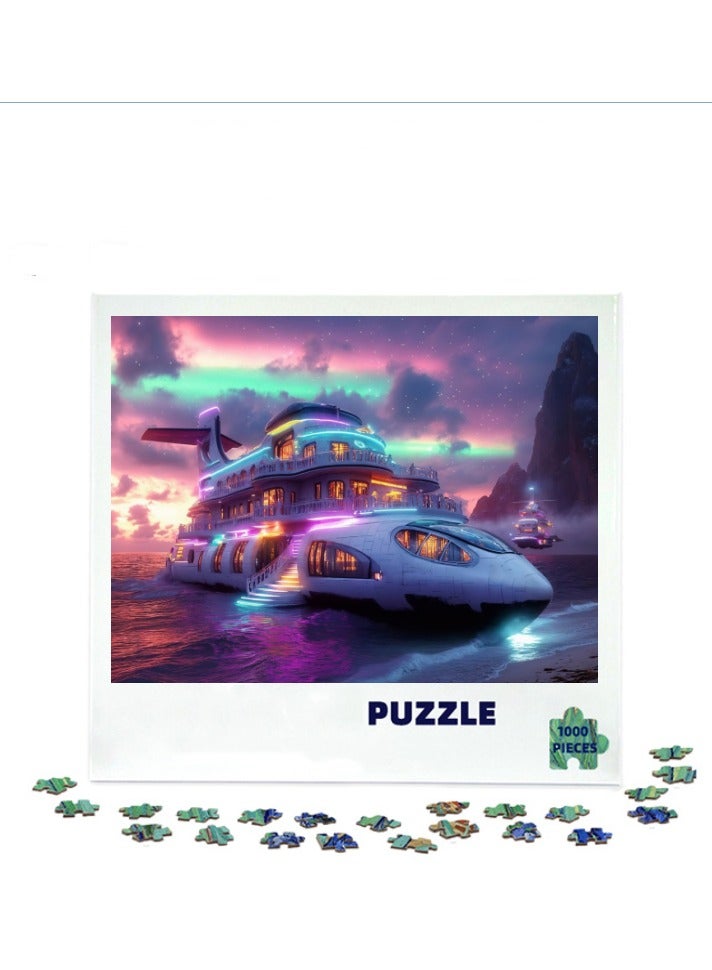 Anna 1000-Piece Anime Yacht Seaside Landscape Puzzle - Image 2