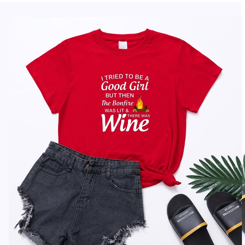 2023 Women'S I Tried To Be A Good Girl Letter Printed Short-Sleeved T-Shirt Women - Image 1
