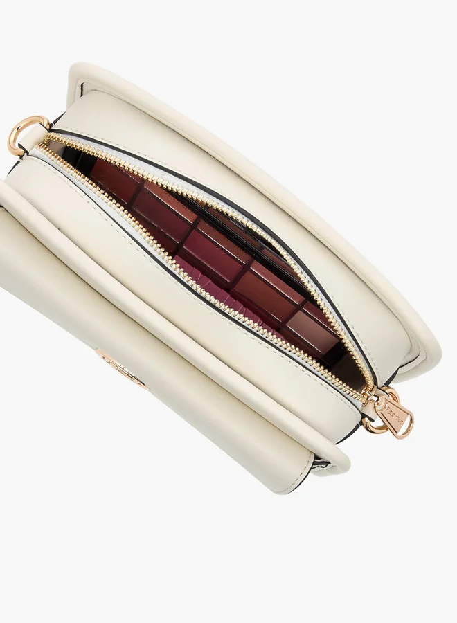 Paprika Metal Accent Crossbody Bag with Zip Closure and Detachable Strap