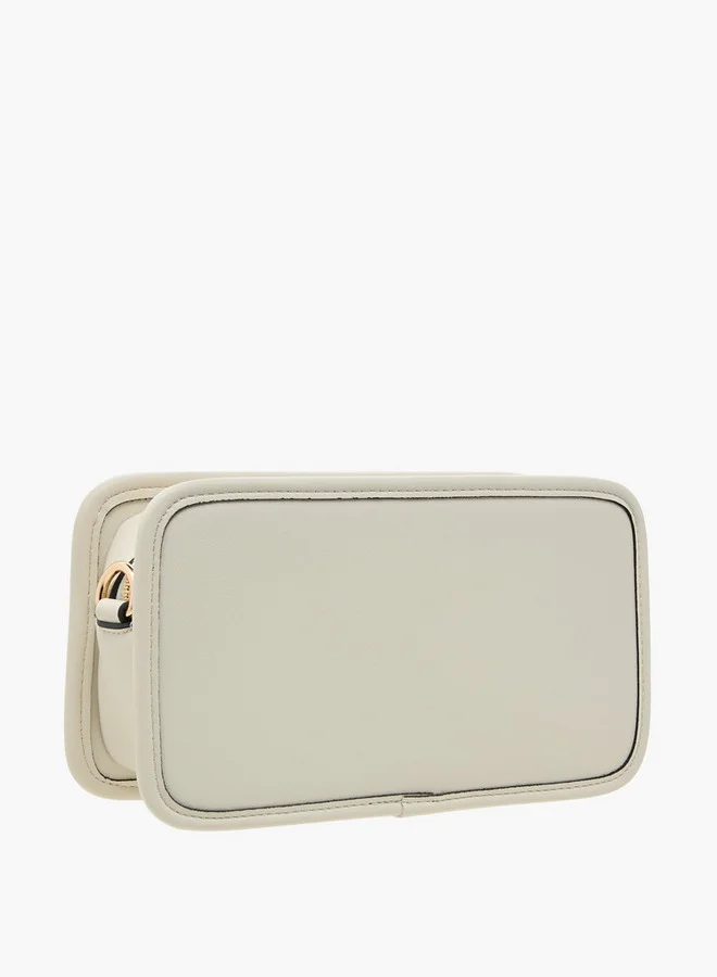 Paprika Metal Accent Crossbody Bag with Zip Closure and Detachable Strap