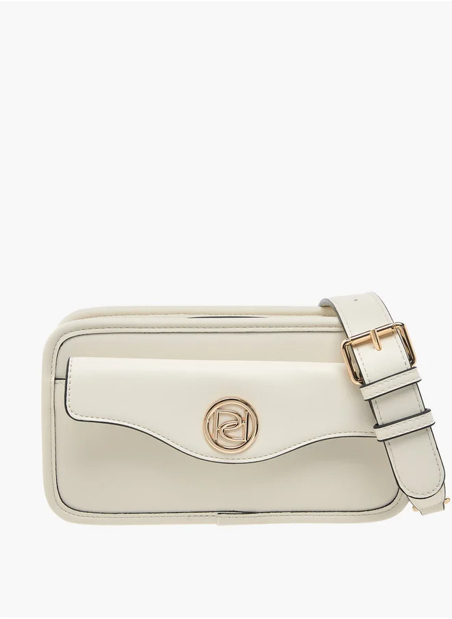 بابريكا Metal Accent Crossbody Bag with Zip Closure and Detachable Strap
