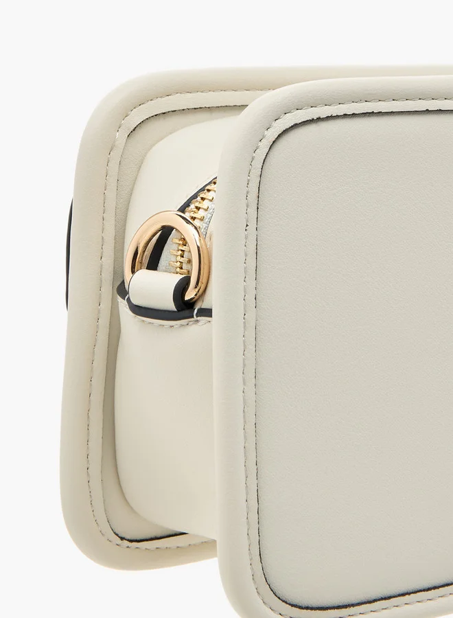 Paprika Metal Accent Crossbody Bag with Zip Closure and Detachable Strap