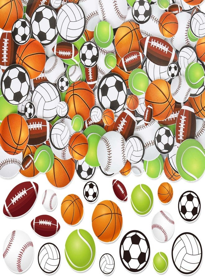 Whaline 488Pcs Sports Foam Stickers Sports Ball Theme Foam Decals 6 Designs Assorted Ball Self-Adhesive Decorative Stickers for Scrapbook Journal Decor Party Supplies, 3 Sizes - Image 1