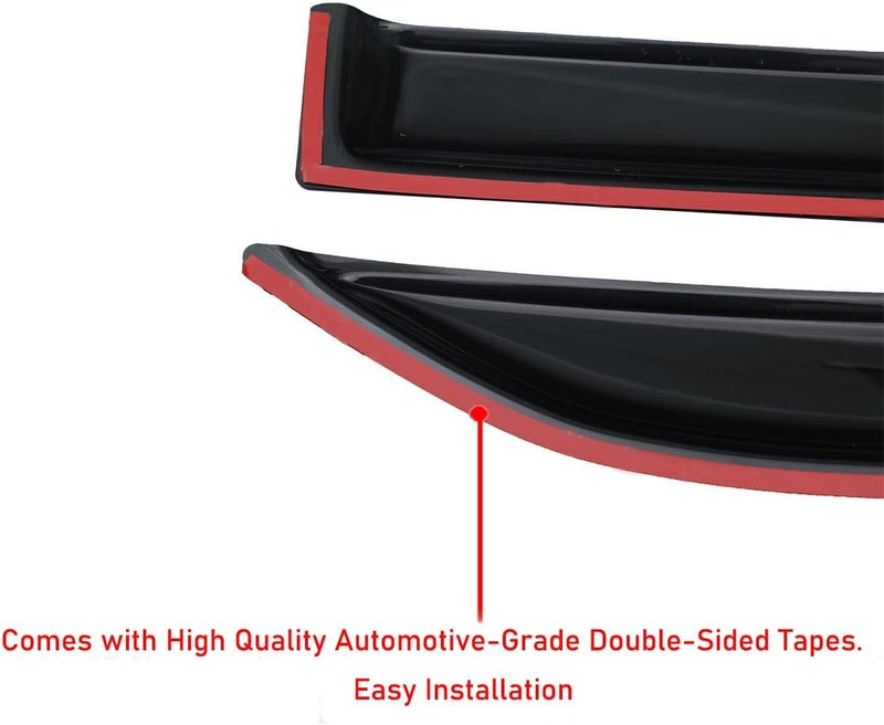 Lightronic Extra Durable Outside-Mount Auto Vent Window Visor for 2007-2012 Nissan Altima - UV Protection Rain Guard, Dark Smoke, 4-Pcs - Image 5