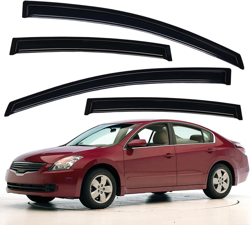 Lightronic Extra Durable Outside-Mount Auto Vent Window Visor for 2007-2012 Nissan Altima - UV Protection Rain Guard, Dark Smoke, 4-Pcs - Image 3