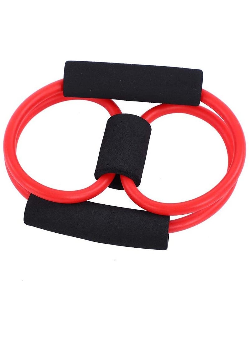 Generic Multi-Function Fitness Set Figure-8 Resistance Tube With Hand Grip & Jump Rope, Red  - Image 2