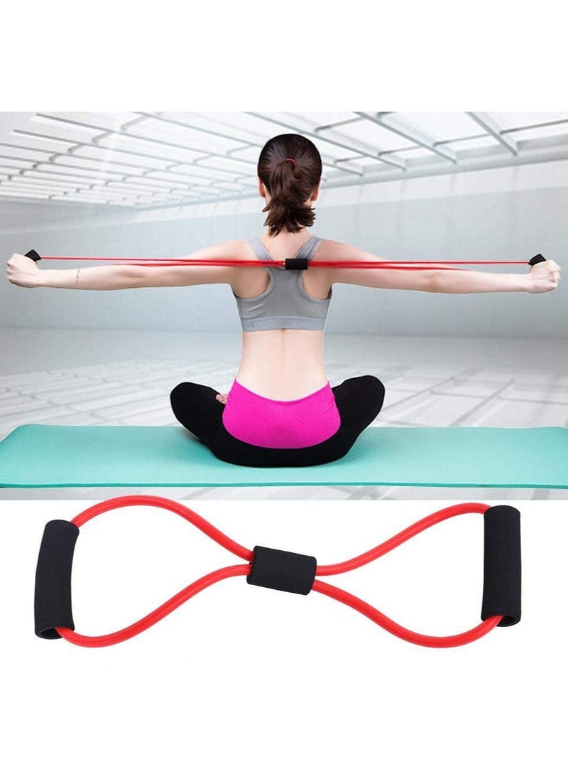 Generic Multi-Function Fitness Set Figure-8 Resistance Tube With Hand Grip & Jump Rope, Red  - Image 5