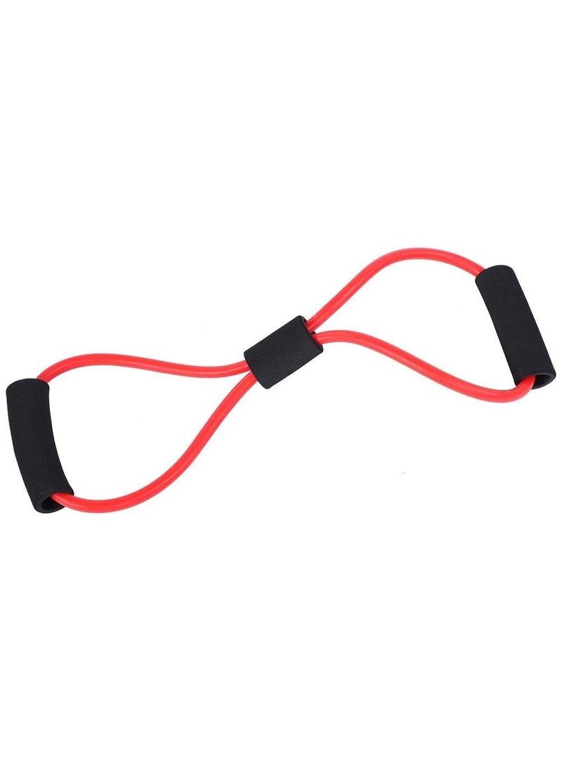 Generic - Multi-Function Fitness Set Figure-8 Resistance Tube With Hand Grip & Jump Rope, Red - Image 1