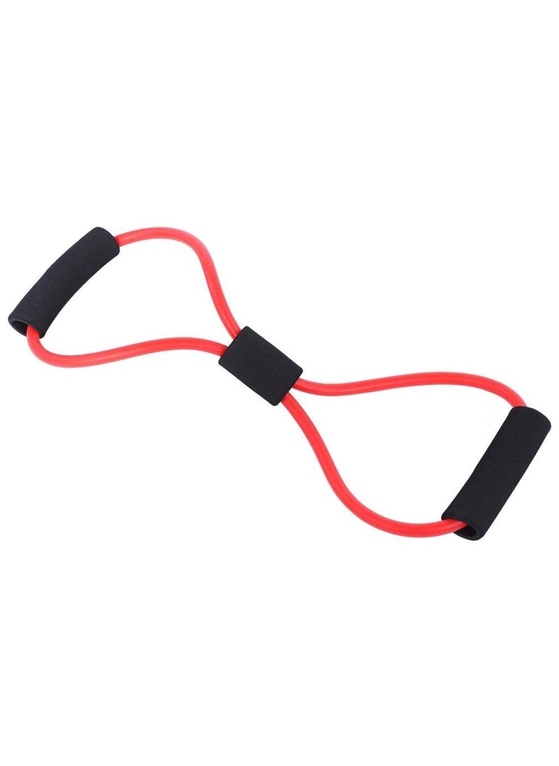Generic - Multi-Function Fitness Set Figure-8 Resistance Tube With Hand Grip & Jump Rope, Red - Image 1