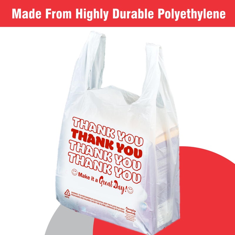 Concession Essentials Disposable & Reusable Thank You T-Shirt Bags- Pack of 100 - Image 5