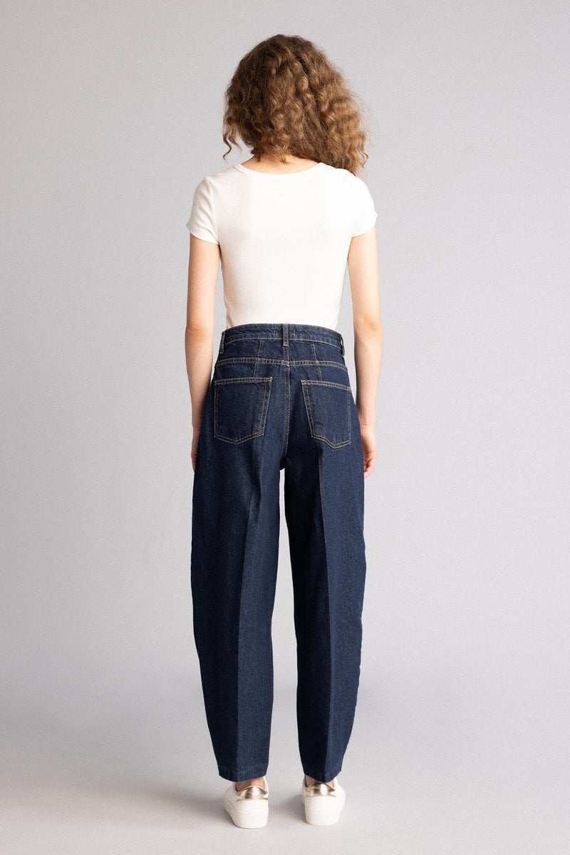DeFacto Blue Woman Barrel Fit High Waist Ankle Length Jeans Casual - Image 5