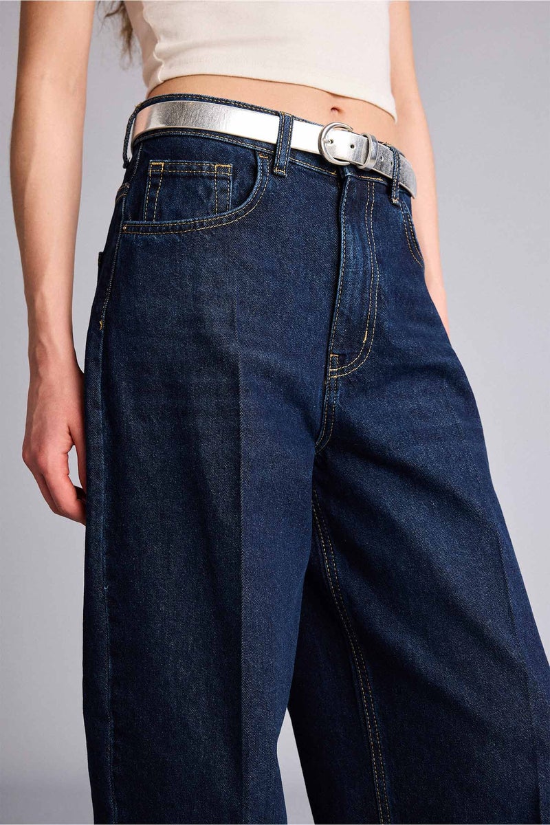 DeFacto Blue Woman Barrel Fit High Waist Ankle Length Jeans Casual - Image 4
