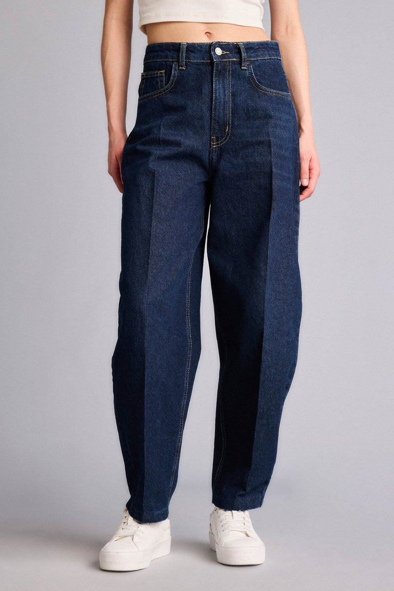 DeFacto Blue Woman Barrel Fit High Waist Ankle Length Jeans Casual - Image 3