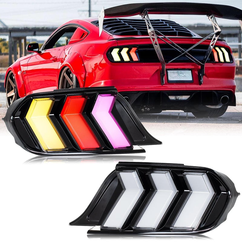 inginuity time LED Tail Lights for Ford Mustang 20152022 GT Sequential Rear Lamps Stratup Animation AmberRed Turn Signal Kit Assembly