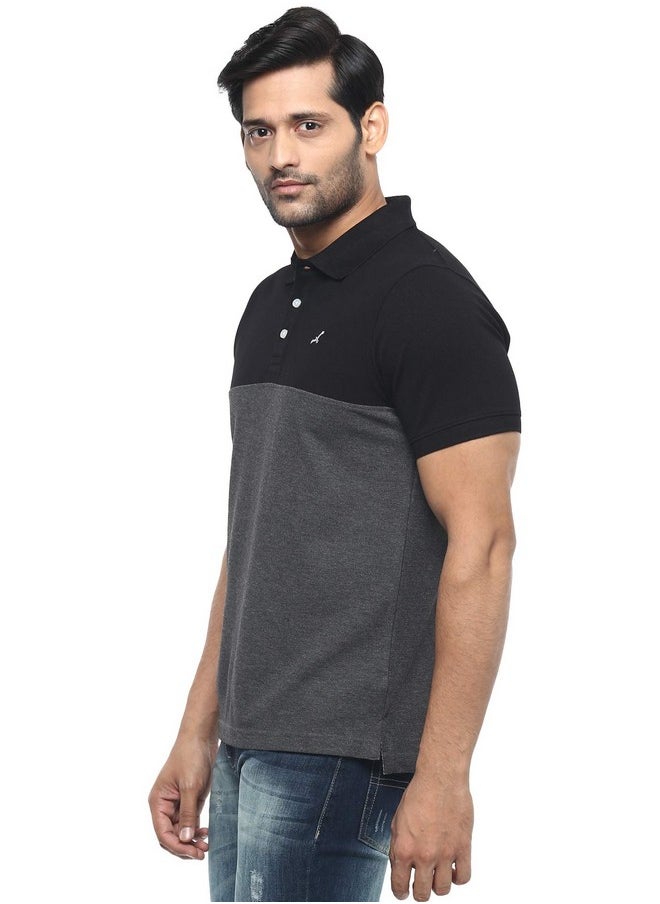 أمريكان كرو تي شيرت بولو رجالي بقصّة عادية من AMERICAN CREW (Ac166-Xxl_أسود ومزيج الفحم)  - Image 3