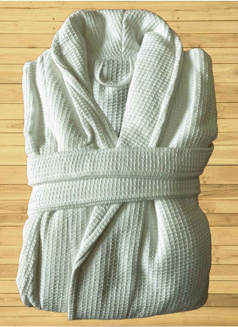 MAXQON Bathrobe (Unisex) - 100% Cotton Waffle Highly Absorbent Super Soft Bathrobes For Women & Men- Adult Size, Color White  - Image 4