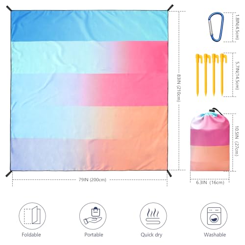 WIWIGO Beach Blanket Waterproof Sandproof Beach Mat 79 X 8310x9for 28 Adults Quick Drying Outdoor Picnic Mat Beach Accessories for Travel Camping Hiking - Image 3