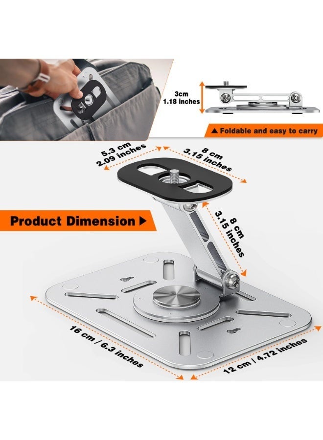 Arabest Desktop Projector Stand, 360° Rotation Projector Wall Mount, Table Projecor Mount Holder with 1/4" Screw, Ceiling Mount for Home Cinema, Games Room, Office(Sliver) - Image 3