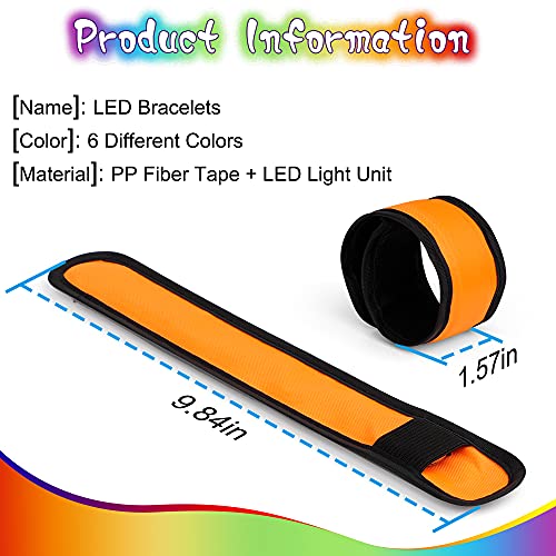 Amarlozn LED Light up Slap Wristband, Flashing Bracelets for Kids, Glow in The Dark Armband for Adults, Night Safety Toys for Walking Running Camping, Christmas New Year Party Supplies Gift 6 Pack - Image 4