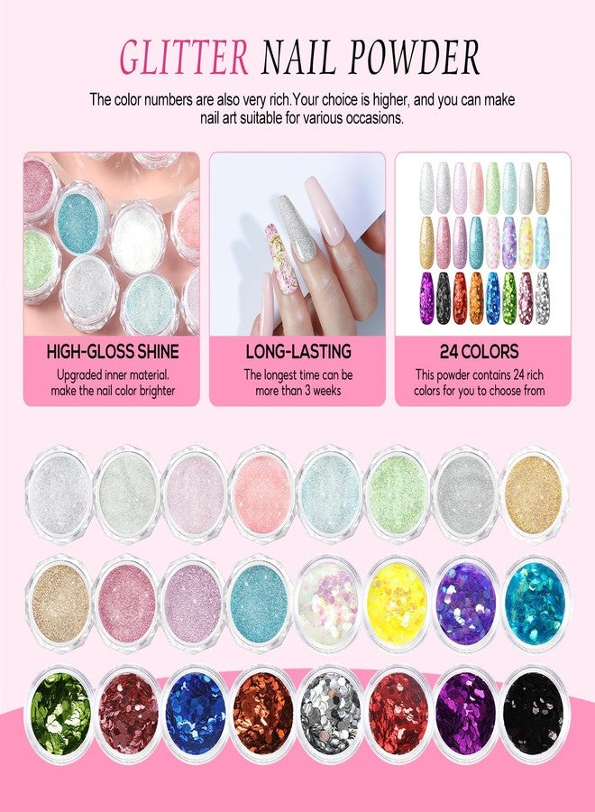 PEACECOLOR طقم أظافر أكريليك مع مثقاب وضوء UV، أطقم أظافر أكريليك احترافية مع كل شيء 3 قطع مسحوق 24 قطعة جليتر 200 قطعة نصائح أظافر زينة فن الأظافر DIY صالون منزلي - Image 4