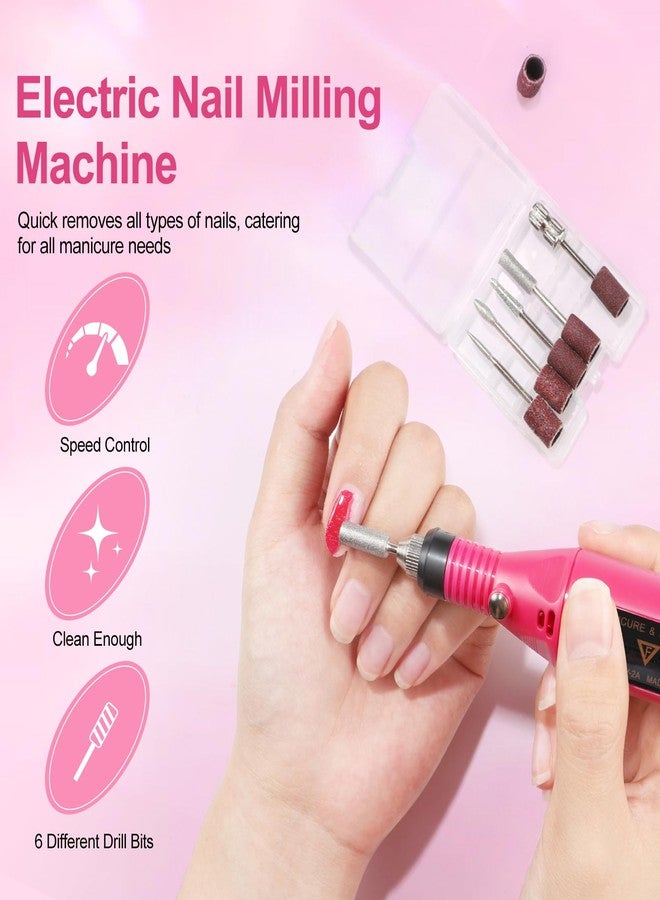 PEACECOLOR طقم أظافر أكريليك مع مثقاب وضوء UV، أطقم أظافر أكريليك احترافية مع كل شيء 3 قطع مسحوق 24 قطعة جليتر 200 قطعة نصائح أظافر زينة فن الأظافر DIY صالون منزلي - Image 5