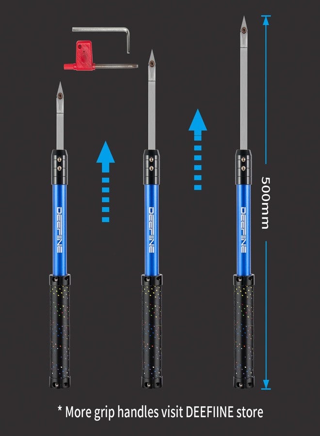 DEEFIINE Carbide Tipped Wood Lathe Turning Tools Set, Lathe Rougher Finisher Swan Neck Hollowing Tools and Interchangeable 19.5"Soft Grip Handle with Diamond Round Square Carbide Inserts(Red、Blue) - Image 4