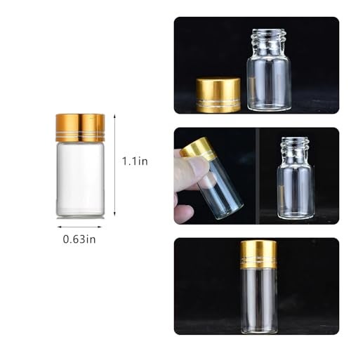 ZGGAZCA ﻿4Pcs Tiny Glass Jars with Lids 2ml Miniature Vials Bottles with Screw Cap Small Clear Vial Containers for Ashes Jar Little Bottle Caps Mini Vile Storage Craft Use 16x26mm - Image 3