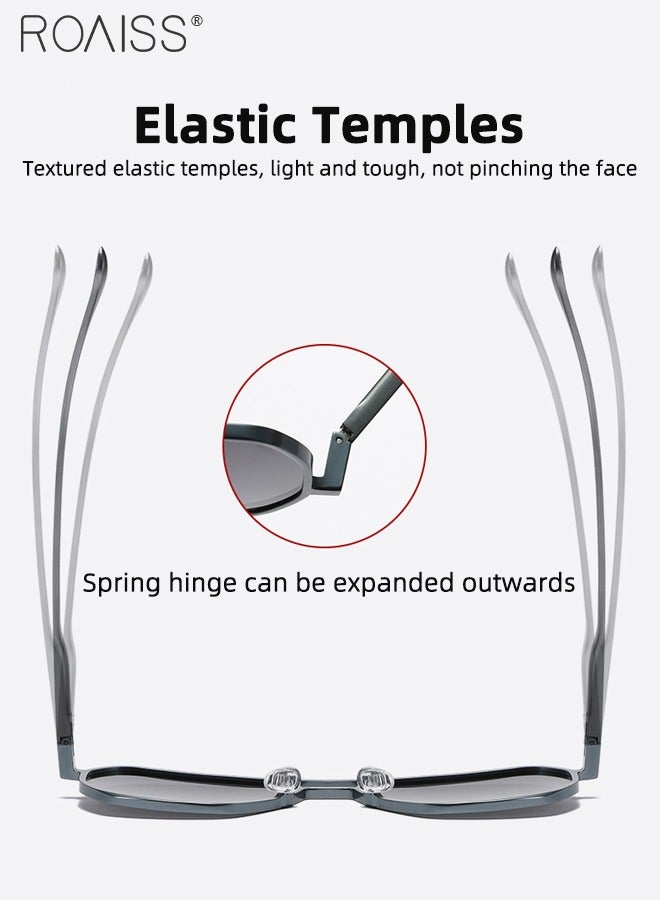 رويس نظارات شمسية مربعة مستقطبة للرجال، نظارات شمسية للحماية من الأشعة فوق البنفسجية 400 بإطار من سبائك الألومنيوم والمغنيسيوم، عدسات سوداء رمادية للرجال أثناء القيادة وصيد الأسماك ولعب الجولف والسفر - Image 5