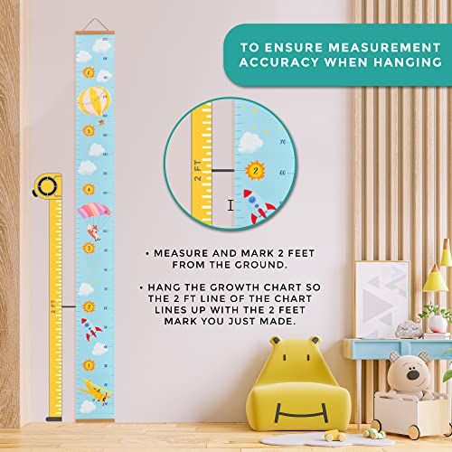 RubyRoo Baby Growth Chart - Growth Chart for Kids - Nursery or Toddler Room Wall Decor for Boy - Removable Roll Up Canvas Children Height Measure Chart with Wood Frame - 7.9" x 79" Adventure Theme - Image 5