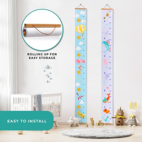 RubyRoo Baby Growth Chart - Growth Chart for Kids - Nursery or Toddler Room Wall Decor for Boy - Removable Roll Up Canvas Children Height Measure Chart with Wood Frame - 7.9" x 79" Adventure Theme - Image 4