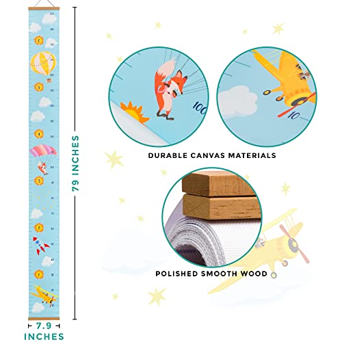 RubyRoo Baby Growth Chart - Growth Chart for Kids - Nursery or Toddler Room Wall Decor for Boy - Removable Roll Up Canvas Children Height Measure Chart with Wood Frame - 7.9" x 79" Adventure Theme - Image 2