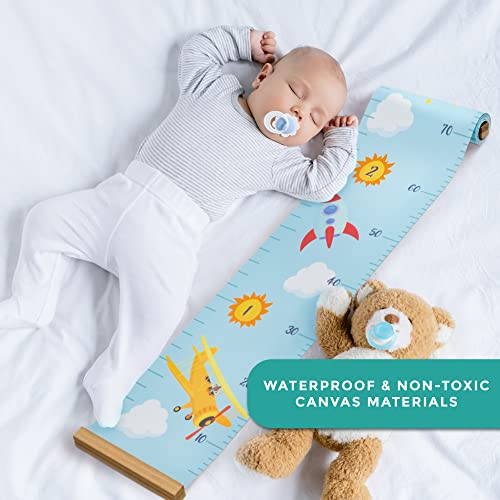RubyRoo Baby Growth Chart - Growth Chart for Kids - Nursery or Toddler Room Wall Decor for Boy - Removable Roll Up Canvas Children Height Measure Chart with Wood Frame - 7.9" x 79" Adventure Theme - Image 3