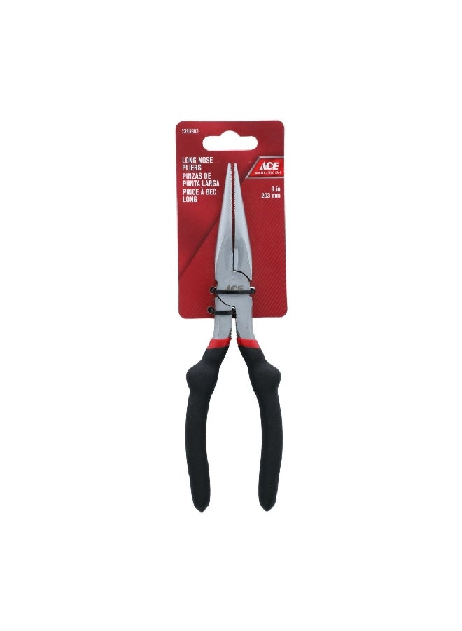 ACE Vinyl Grip Handle Long Nose Plier Silver and Black 20 cm 81-389 - Image 2