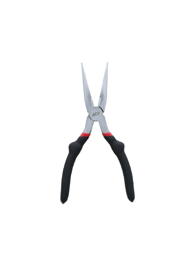 ACE Vinyl Grip Handle Long Nose Plier Silver and Black 20 cm 81-389 - Image 1