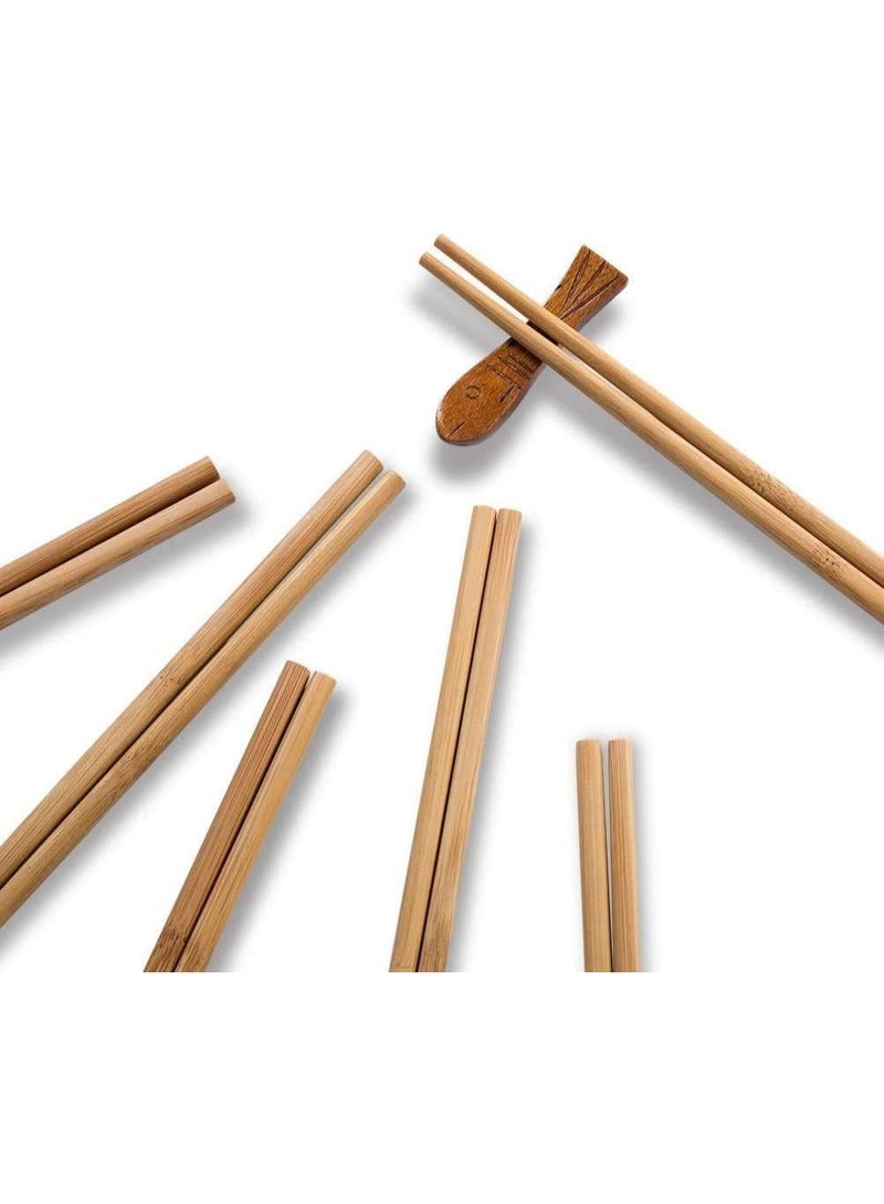 ١٠ أزواج من عيدان تناول الطعام المصنوعة من الخيزران الطبيعي، ٢٤ سم، عيدان طعام يابانية وصينية قابلة لإعادة الاستخدام، عيدان طعام للأطباق الساخنة، طقم هدايا عيدان طعام آمن للغسل في غسالة الأطباق - Image 5