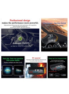 شو وو شاشة عرض رأسية للسيارة بنظام عالمي مزدوج 3.5 بوصة HUD، واجهة GPS لعداد السرعة، السرعة، عدد دورات المحرك في الدقيقة، تحذير السرعة الزائدة، قياس الأميال، درجة حرارة الماء، وضع GPS لجميع المركبات  - Image 3