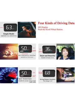 شو وو شاشة عرض رأسية للسيارة بنظام عالمي مزدوج 3.5 بوصة HUD، واجهة GPS لعداد السرعة، السرعة، عدد دورات المحرك في الدقيقة، تحذير السرعة الزائدة، قياس الأميال، درجة حرارة الماء، وضع GPS لجميع المركبات  - Image 4
