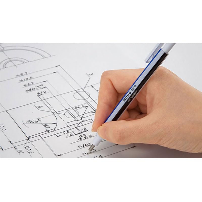 Tombow حامل ممحاة، شكل مربع مونو زيرو، فضي (EH-KUS04)، أبيض - Image 2