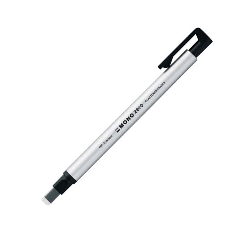 Tombow حامل ممحاة، شكل مربع مونو زيرو، فضي (EH-KUS04)، أبيض - Image 1