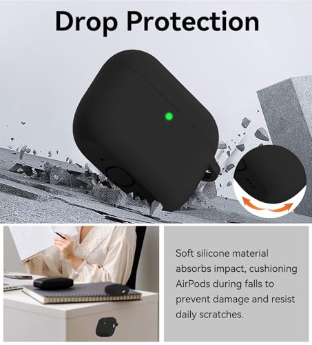 Matekxy for Airpods Pro 3 Case 2025 - for Airpod Pro3 Generation Soft Silicone Cover with Lanyard & Keychain for man, Shockproof Drop Protection Scratch Resistant for Commuters and Travelers, Black - Image 5