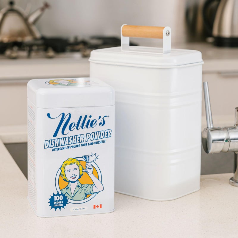 Nellie's Dishwasher Powder - Tough on Food Residue, Plant-Based Ingredients, Spotless Clean, High-Efficiency Dishwashing Solution - 100 Scoop Tin - Image 4