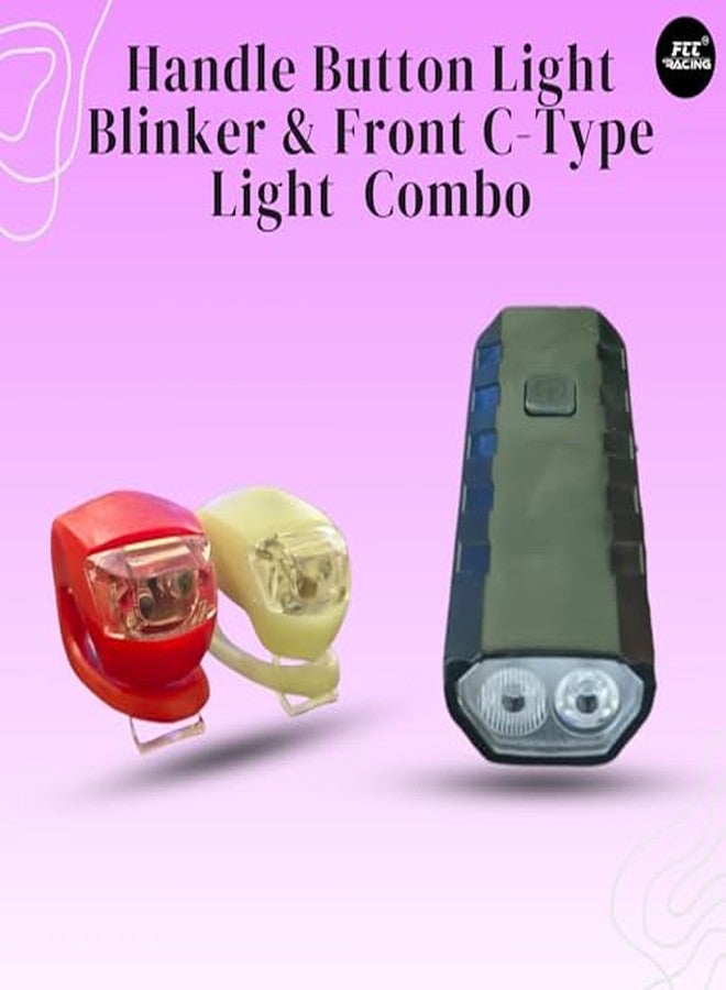 FCCRACING Front C-Type Light and Handle Blinker Light Combo for Bicycle - USB Charging, Waterproof - Image 3