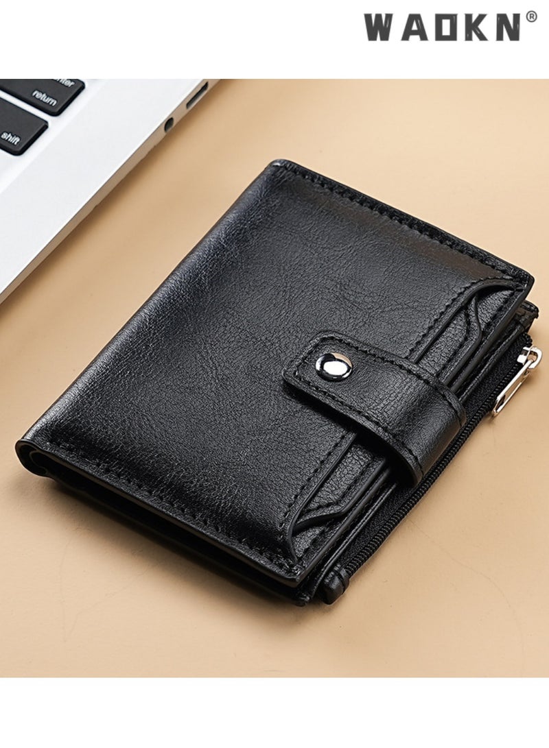 WAOKN Wallet for Men Durable Bifold Mens women Wallets with Window RFID Blocking Credit Card Holder Wallet with Zipper coin purse，Detachable Driver License Card Holder Multi-functional &Multi Pocket Wallet Holds Coins, Small Cash, Keys, Car Keys, Fits Driver License, RFID Blocking PU Business Card Holder，Portable & Compact Daily Must-have - Image 2