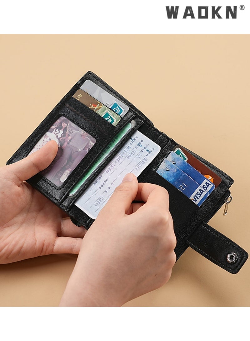 WAOKN Wallet for Men Durable Bifold Mens women Wallets with Window RFID Blocking Credit Card Holder Wallet with Zipper coin purse，Detachable Driver License Card Holder Multi-functional &Multi Pocket Wallet Holds Coins, Small Cash, Keys, Car Keys, Fits Driver License, RFID Blocking PU Business Card Holder，Portable & Compact Daily Must-have - Image 4
